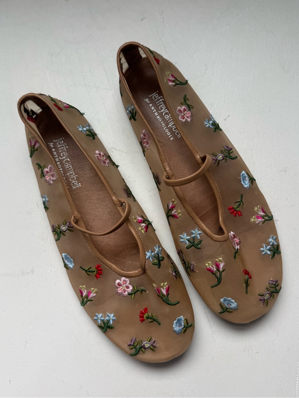 Jeffrey Campbell Dancer Floral Embroidered Mesh Mary Jane Flats - Picture 3 of 13